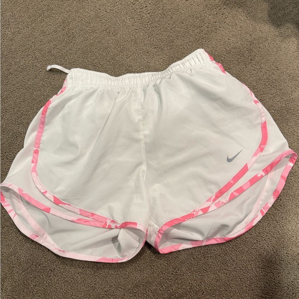 Nike Women's Athletic Shorts in White and Pink